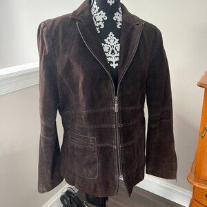 Genuine Leather Brown Suede Zip up Jacket
